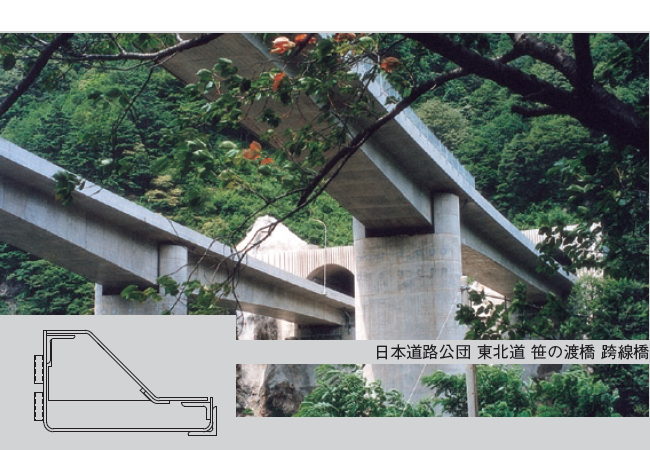 鋼製排水溝・笹の渡橋跨線橋設置例